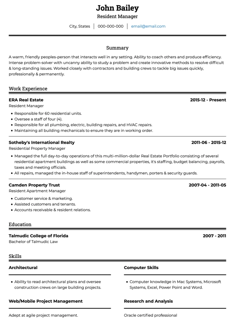 ats compliant traditional resume template