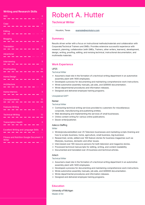 pink color resume template summit