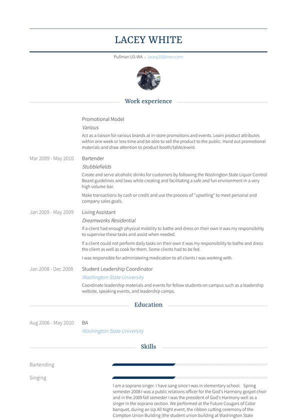 Model Resume Samples and Templates | VisualCV