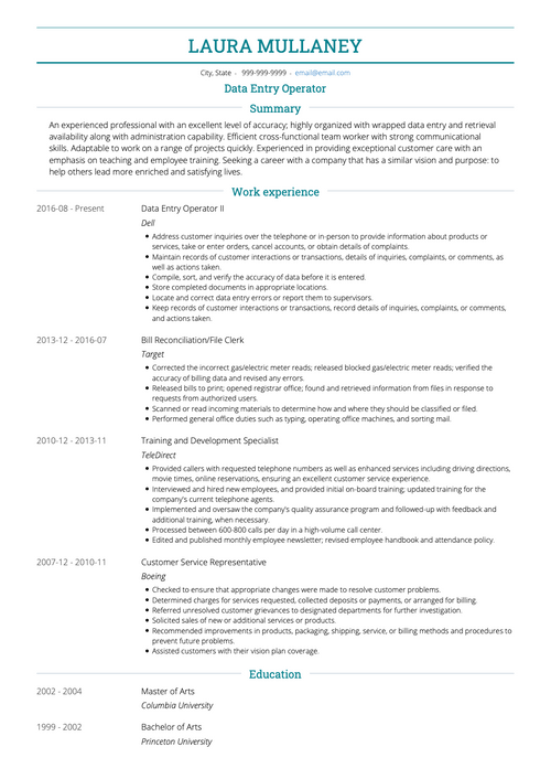 Real Professional CV Example & Sample Directory | VisualCV