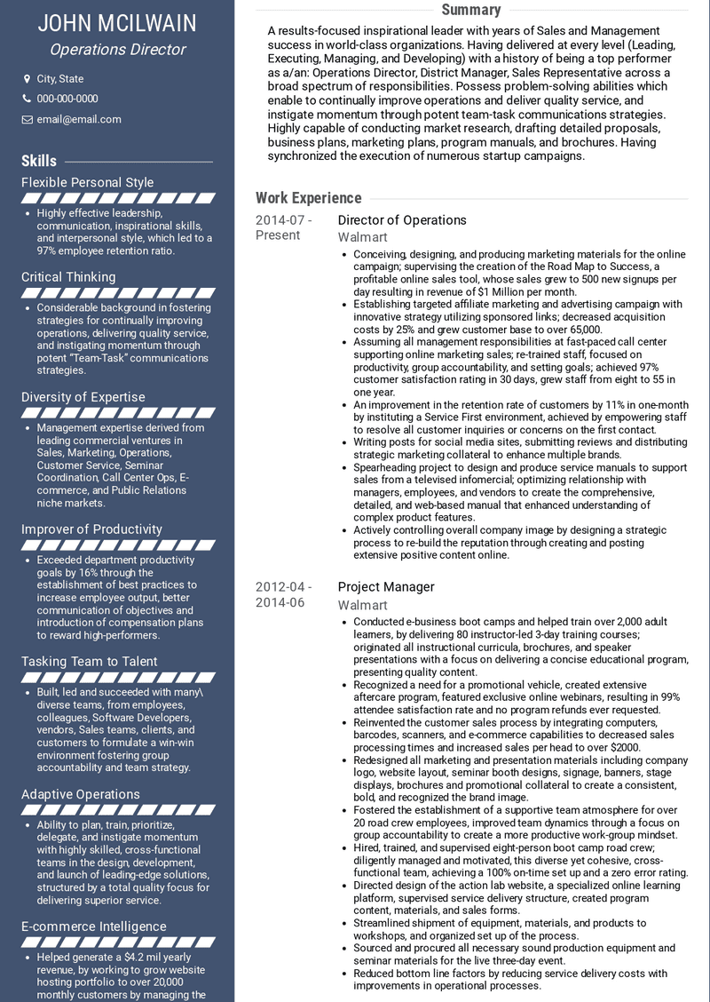 Operations Director Resume Samples and Templates VisualCV