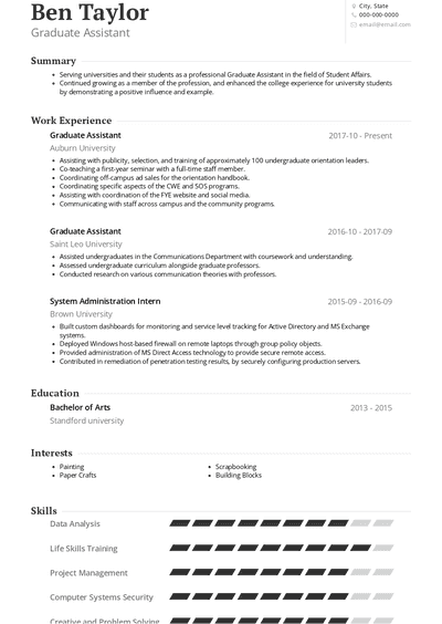 Graduate Teaching Assistant Resume Examples And Templates 8146