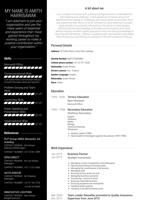 Business Partner Resume Samples and Templates | VisualCV