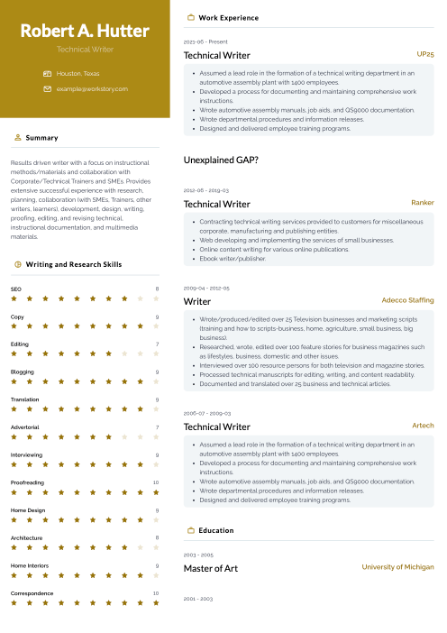 yellow color resume template nevis