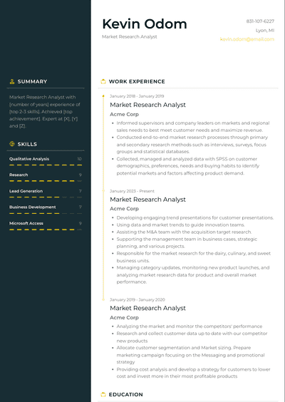 3+ Market Research Analyst Resume Examples and Templates