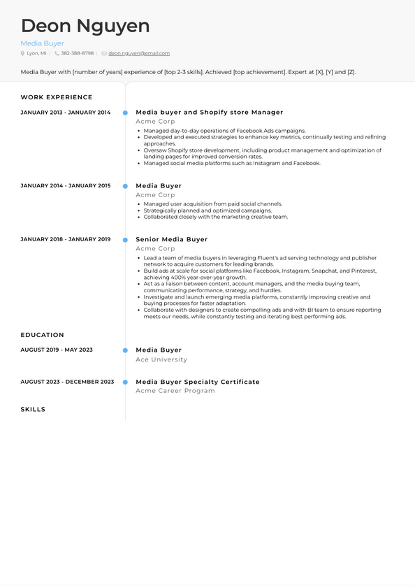 Media Buyer Resume Examples and Templates