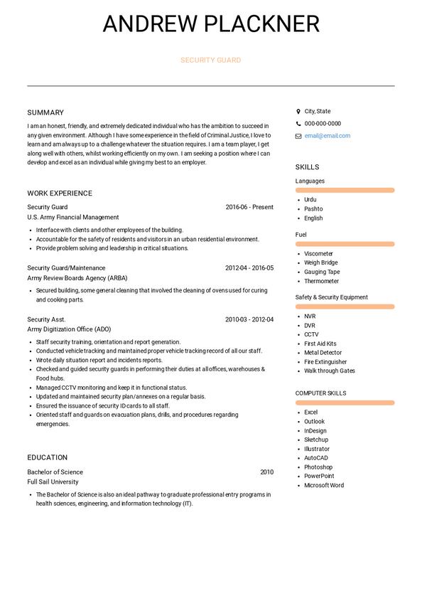 Military Resume Samples and Templates | VisualCV