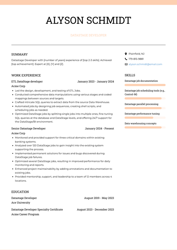 Datastage Developer Resume Examples and Templates