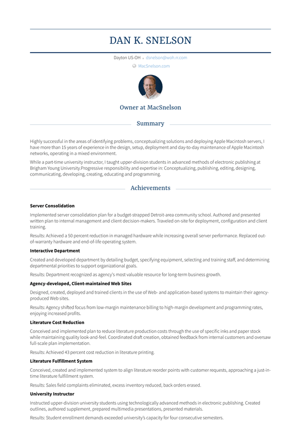 Network Administrator Resume Samples and Templates | VisualCV