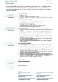 Training Resume Samples and Templates | VisualCV