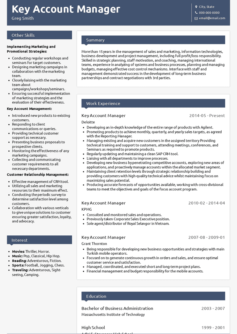 Key Account Manager Resume Samples And Templates VisualCV