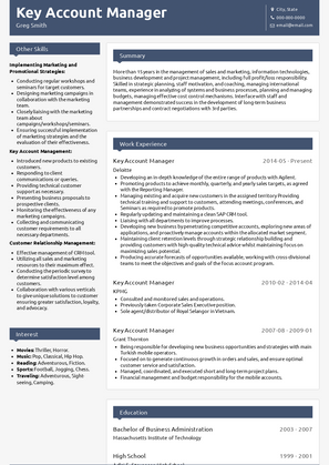 Key Account Manager - Resume Samples and Templates | VisualCV