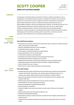 Electronics Engineer Resume Sample and Template
