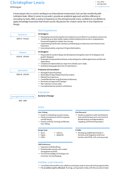 UX Designer No Experience Resume Examples for 2024