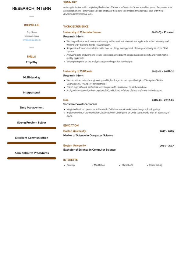 Research Intern Resume Samples and Templates | VisualCV