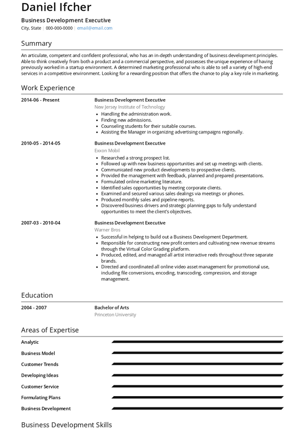 Business Development Executive Resume Samples and Templates | VisualCV