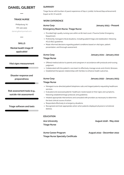 Triage Nurse Resume Examples and Templates