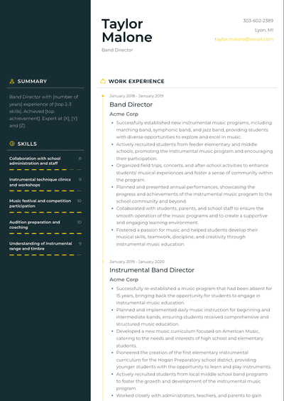 3+ Band Director Resume Examples and Templates