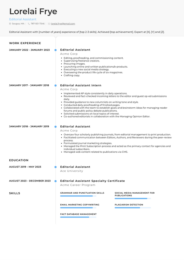 Editorial Assistant Resume Examples and Templates