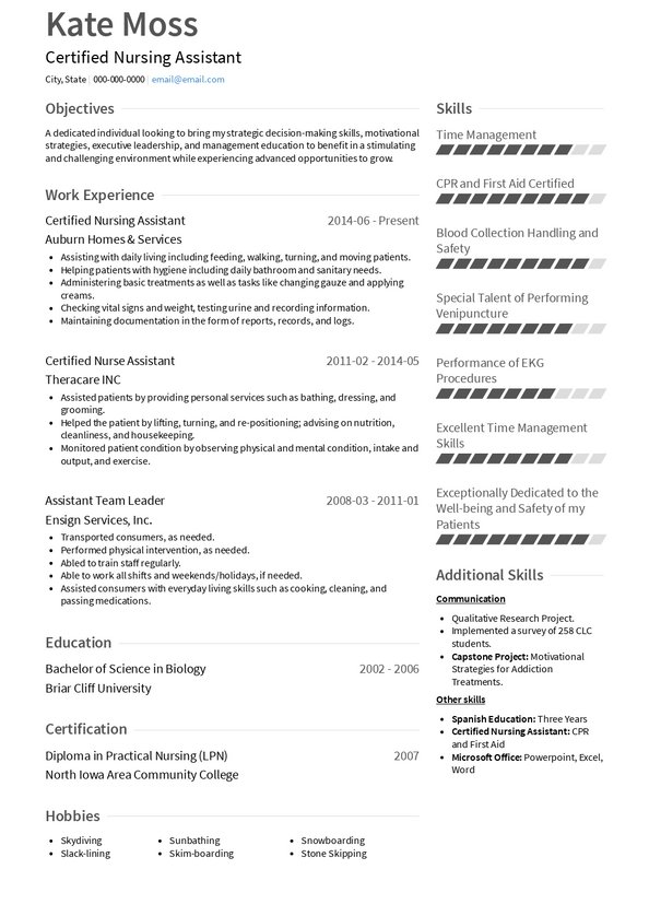 CNA No Experience Resume Examples [+4 Samples]