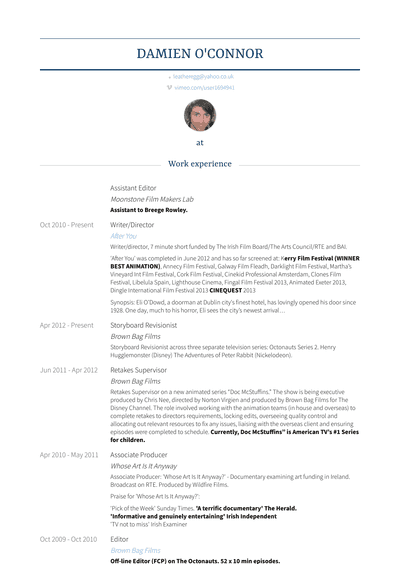 Assistant Editor Resume Samples And Templates VisualCV   Damienoconnor 