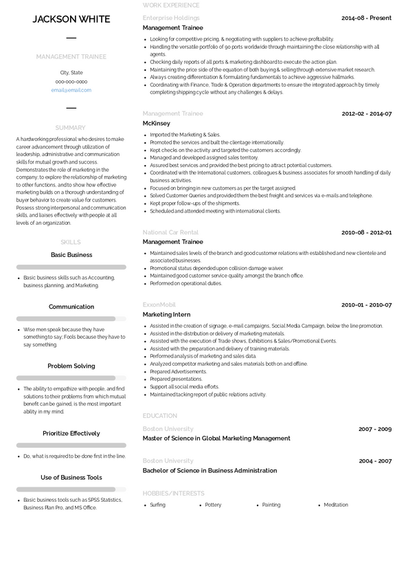 Management Trainee Resume Samples And Templates VisualCV   Management Trainee Resume Sample Vienna 