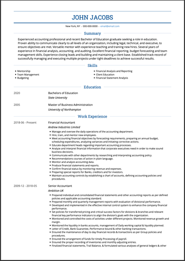 resume objective examples for career change