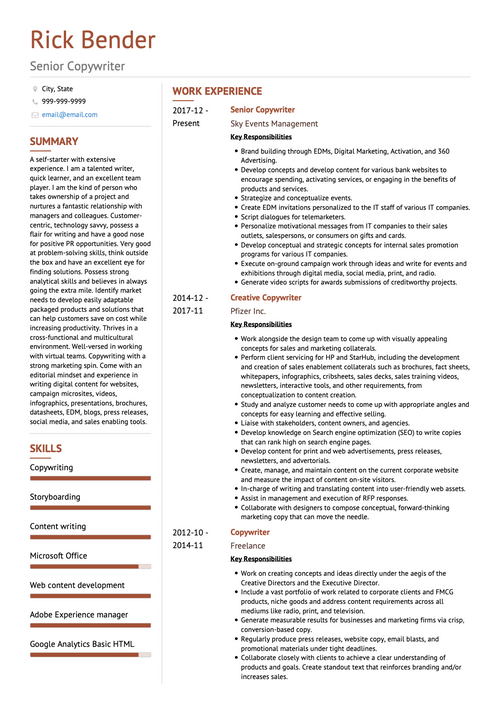 Real Professional CV Example & Sample Directory | VisualCV