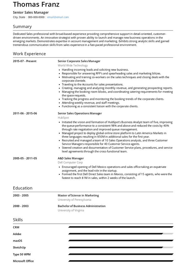 Senior Sales Manager Resume Samples [+ 3 Examples] 