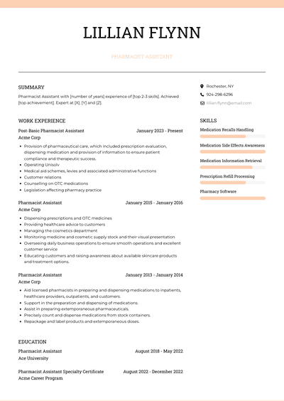 3+ Pharmacist Assistant Resume Examples and Templates