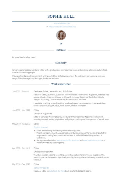 Sub-editor Resume Samples and Templates | VisualCV