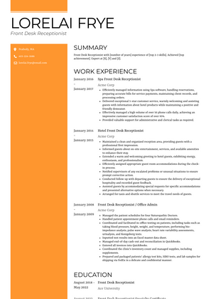 Front Desk Receptionist Resume Examples and Templates