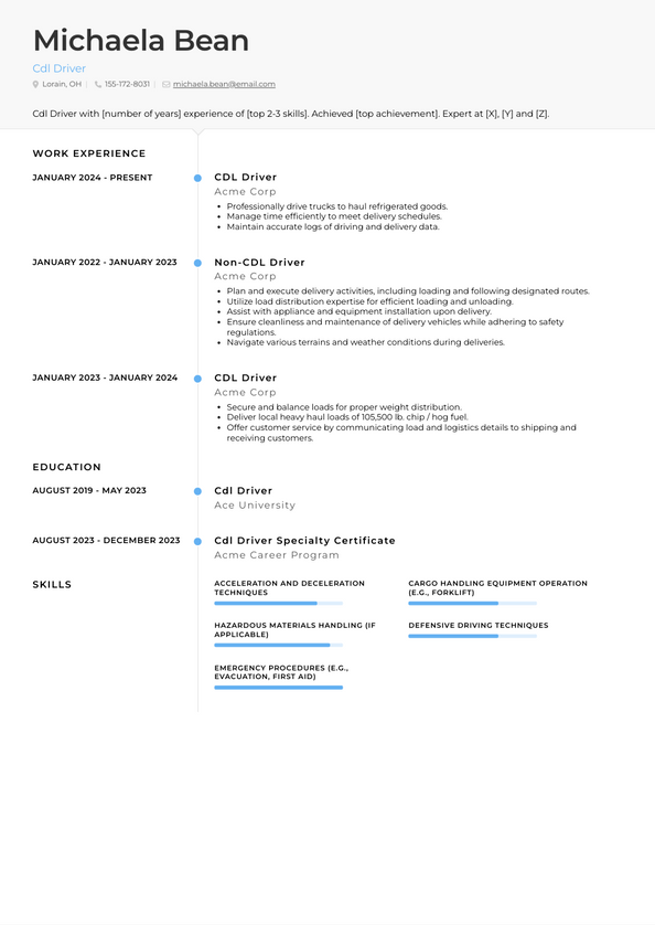 Cdl Driver Resume Examples and Templates