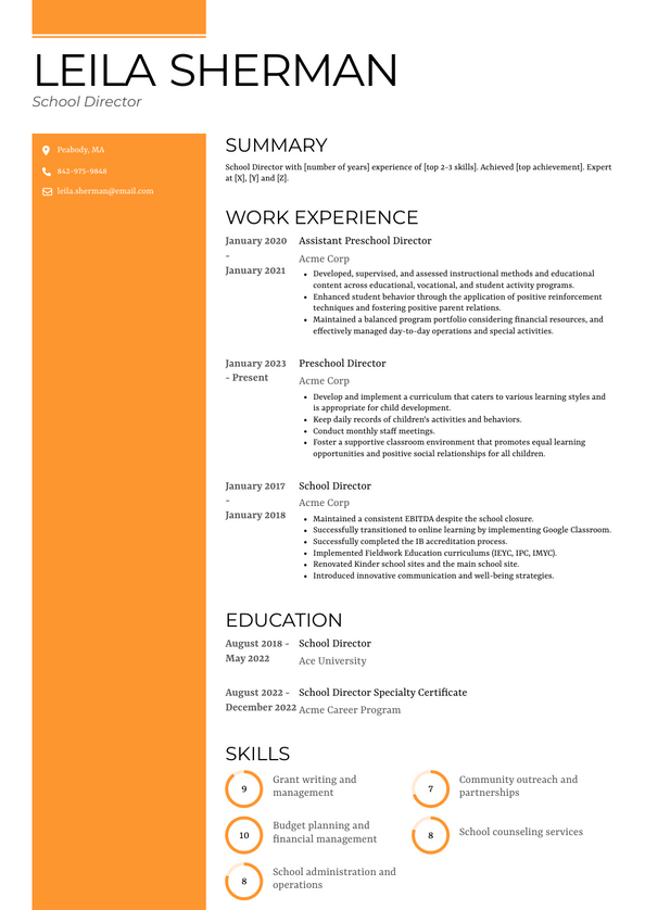 School Director Resume Examples and Templates