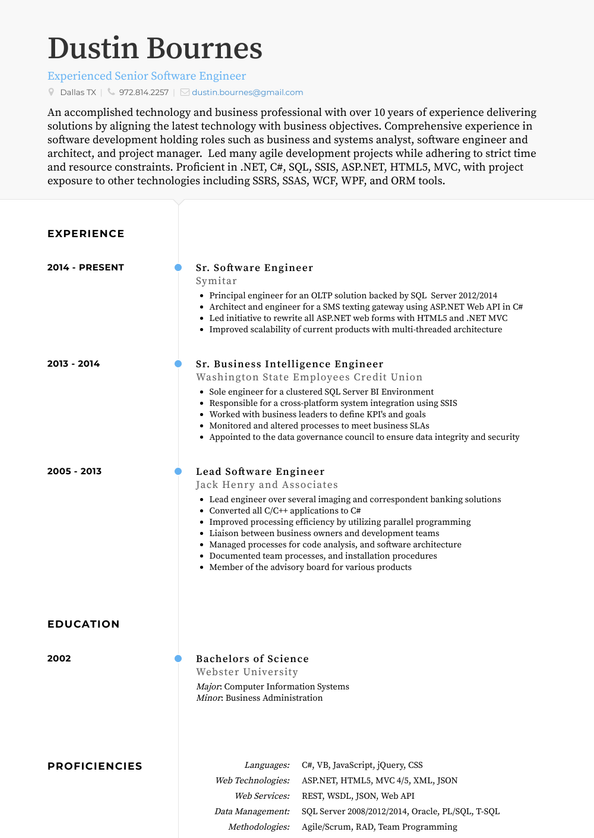 Sr. Software Engineer Resume Samples and Templates | VisualCV