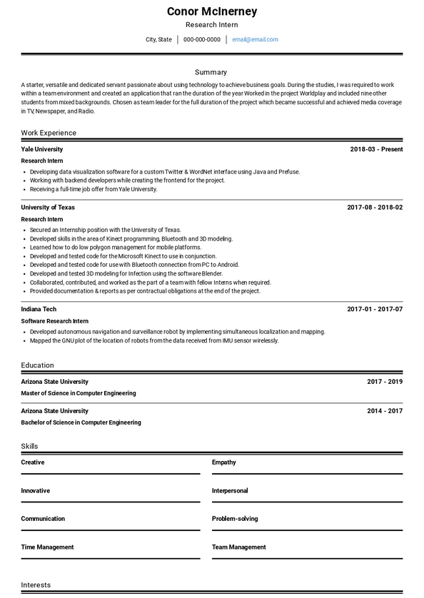 Research Intern Resume Samples and Templates | VisualCV