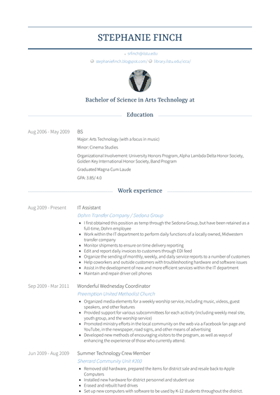 It Assistant Resume Samples and Templates | VisualCV