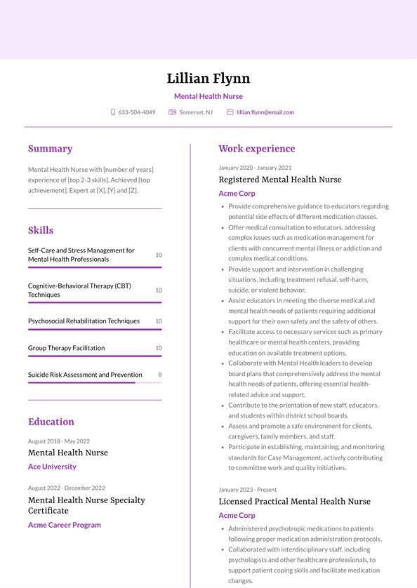 3 Mental Health Nurse Resume Examples And Templates 0287