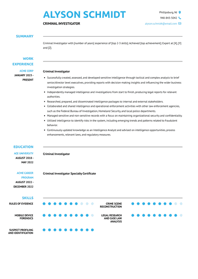 Criminal Investigator Resume Examples And Templates   Criminal Investigator Resume Example Arya 