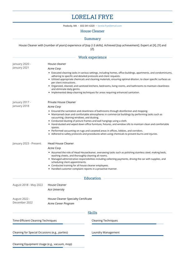 House Cleaner Resume Examples And Templates