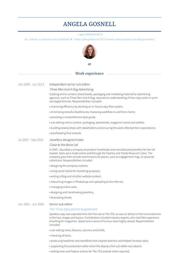 Sub-editor Resume Samples and Templates | VisualCV