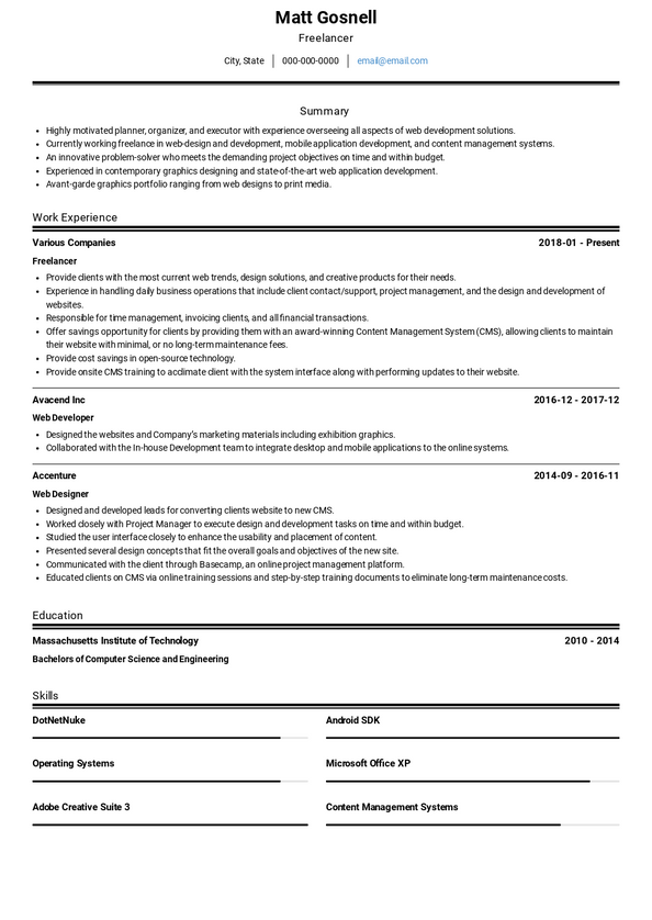 Freelancer Resume Examples [+ 3 Samples] | How to List Freelancer On Resume