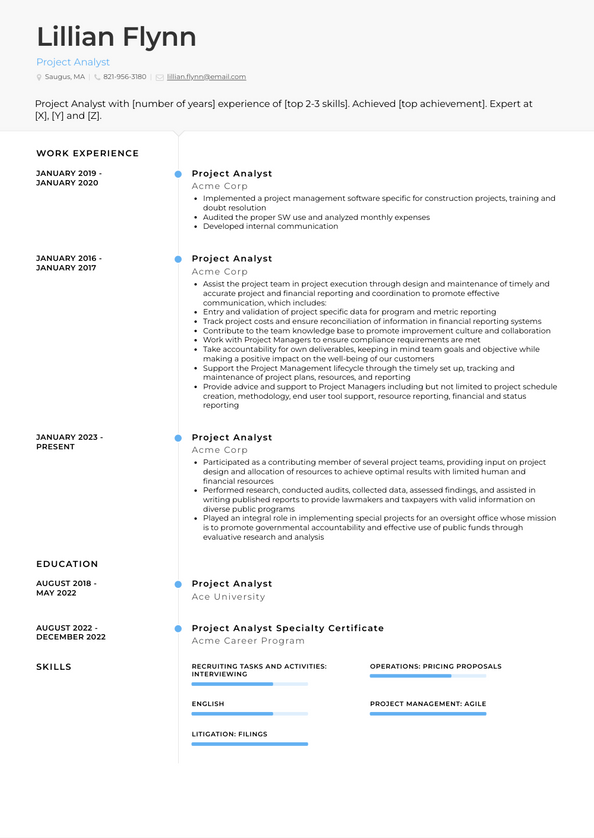 Project Analyst Resume Examples and Templates