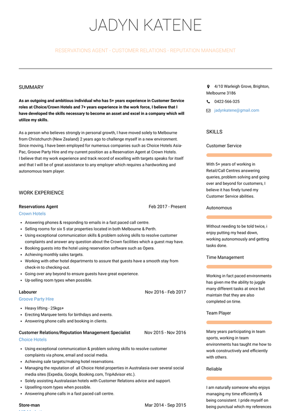 Model Resume Samples and Templates | VisualCV