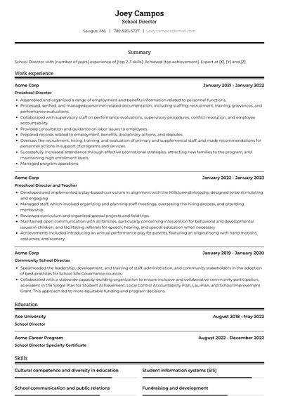 School Director Resume Examples and Templates