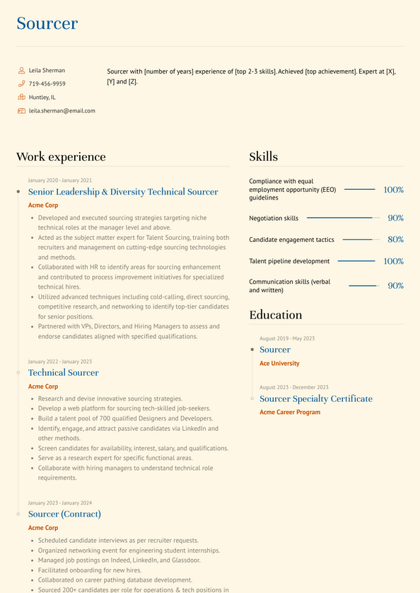Sourcer Resume Examples and Templates