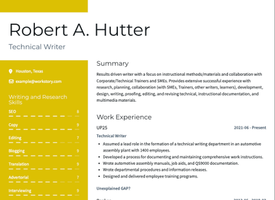 yellow color resume template