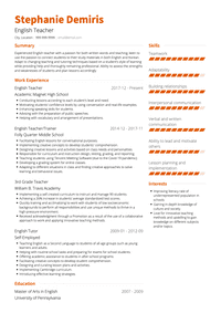 English Teacher CV Examples & Templates | VisualCV