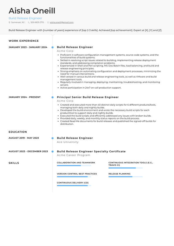 Build Release Engineer Resume Examples and Templates