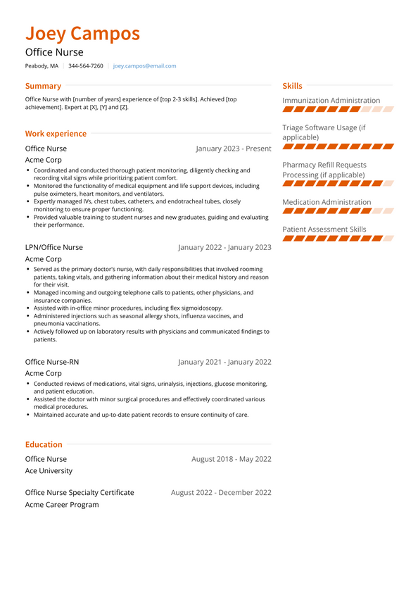 Office Nurse Resume Examples and Templates